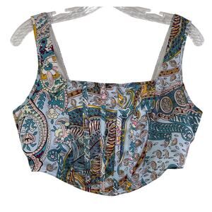 Corset Crop Top Missguided‎ Floral Paisley Size 6 Coquette Fairycore Renaissance